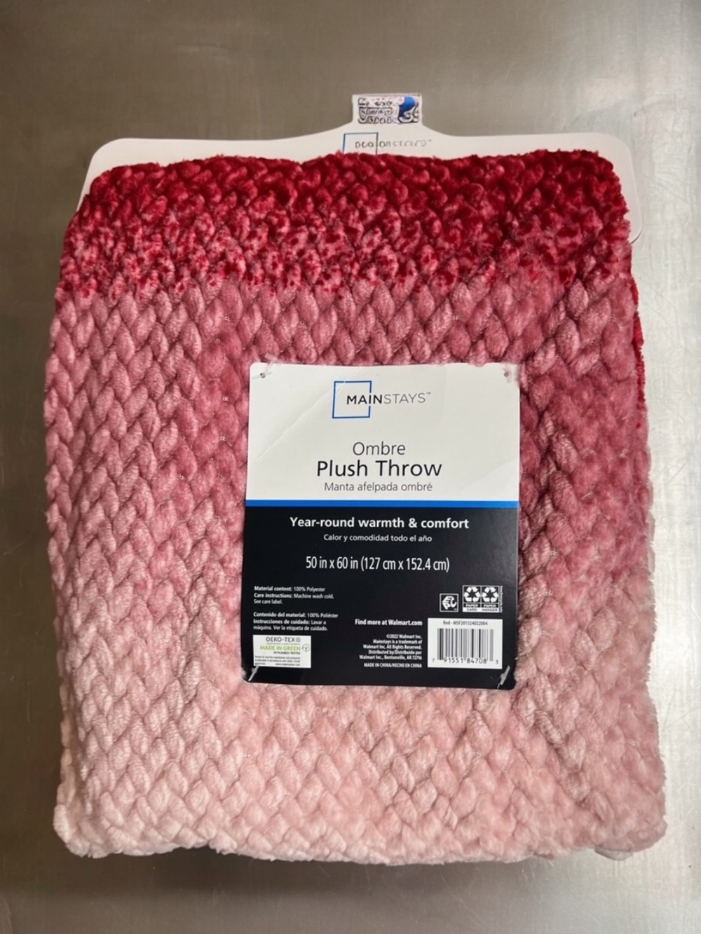 Ombré Velvet Plush Throw Blanket Red